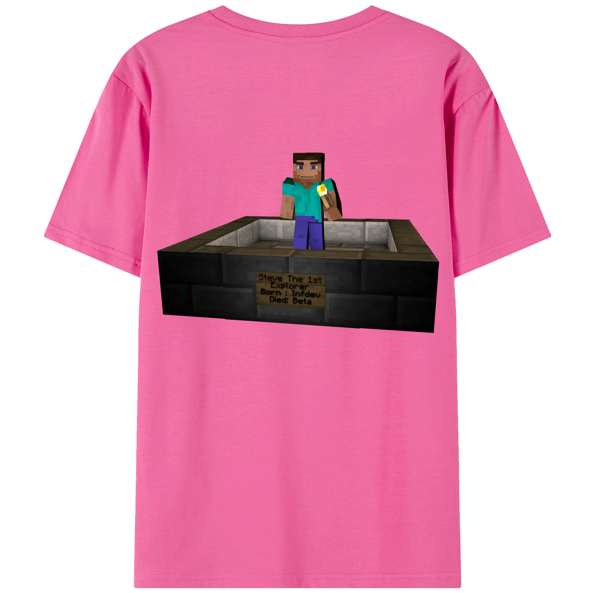（画像用） マインクラフト ブロックの世界 Minecraft MC Block world レディース半袖Tシャツ(バックプリント)